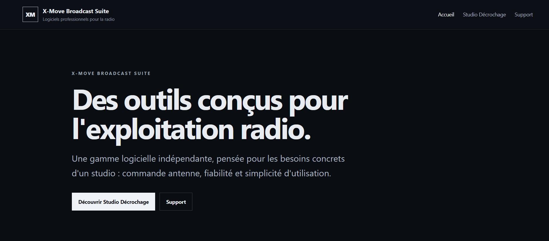 Interface de X-Move Studio Décrochage